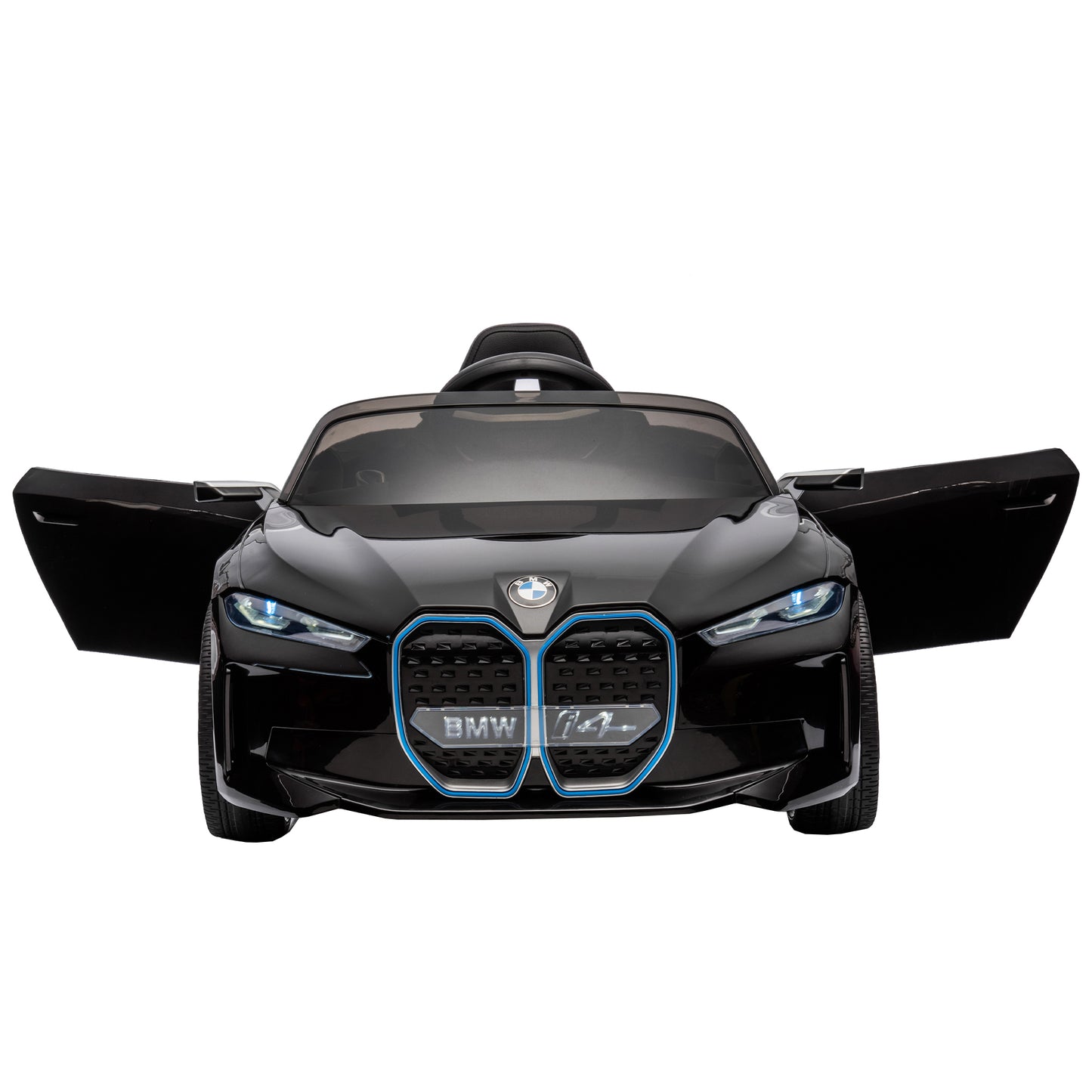 Licensed BMW I4, 12V Kids Ride On Car - 2.4G Remote Control, Electric Car for Kids - Three-Speed Adjustable, Power Display, USB, MP3, Bluetooth - LED Light, Two-Point Safety Belt, Story - Red