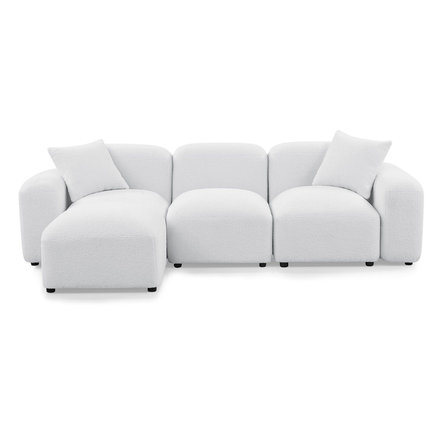 L-Shape Modular Sectional Sofa, DIY Combination, Teddy Fabric, White - Create Your Perfect Seating with this Versatile and Comfy Sofa