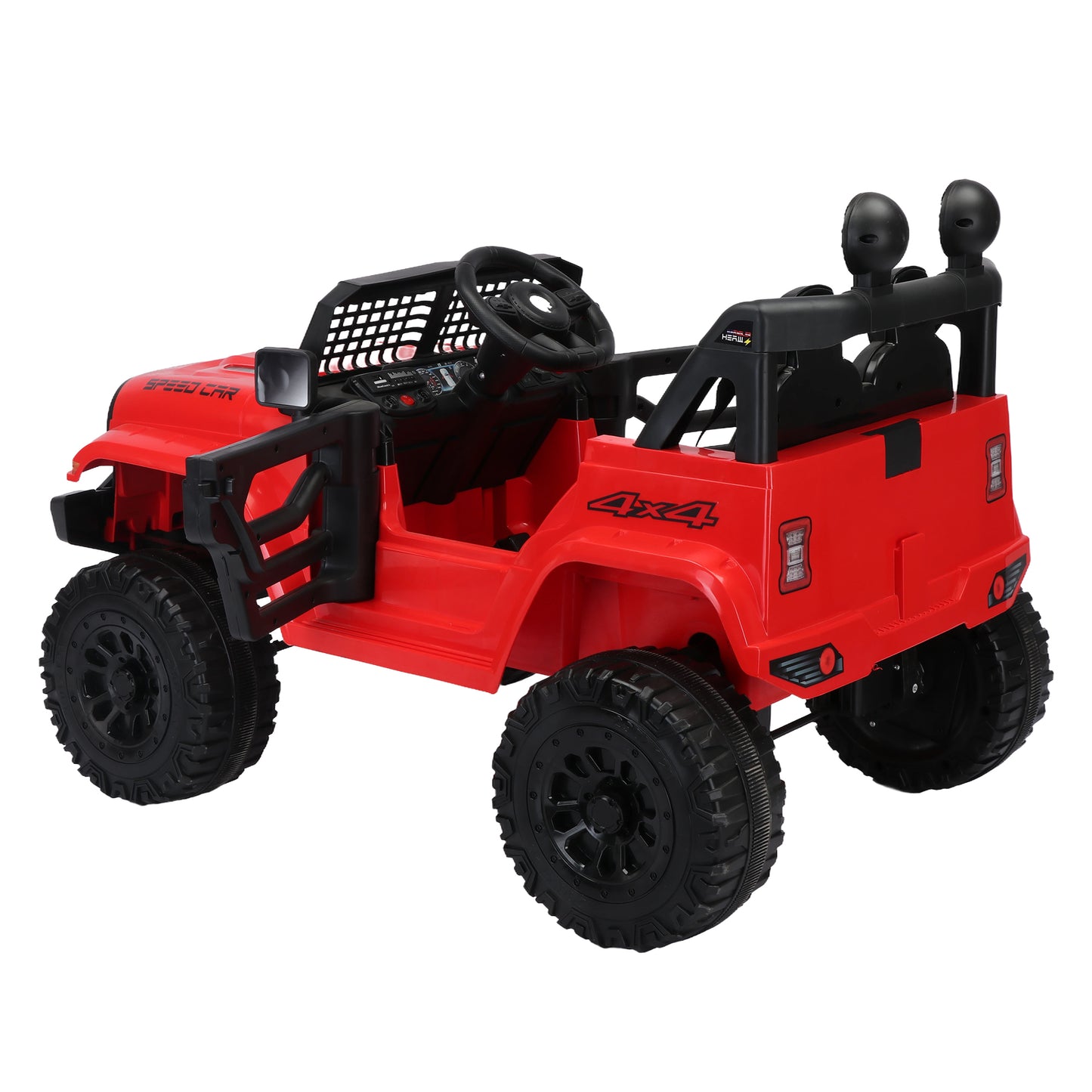 12V7A Kids Ride on Truck with Remote Control, Three-Speed Adjustable, Power Display, USB, MP3, Bluetooth, LED Light, Three-Point Safety Belt - Electric Car for Kids