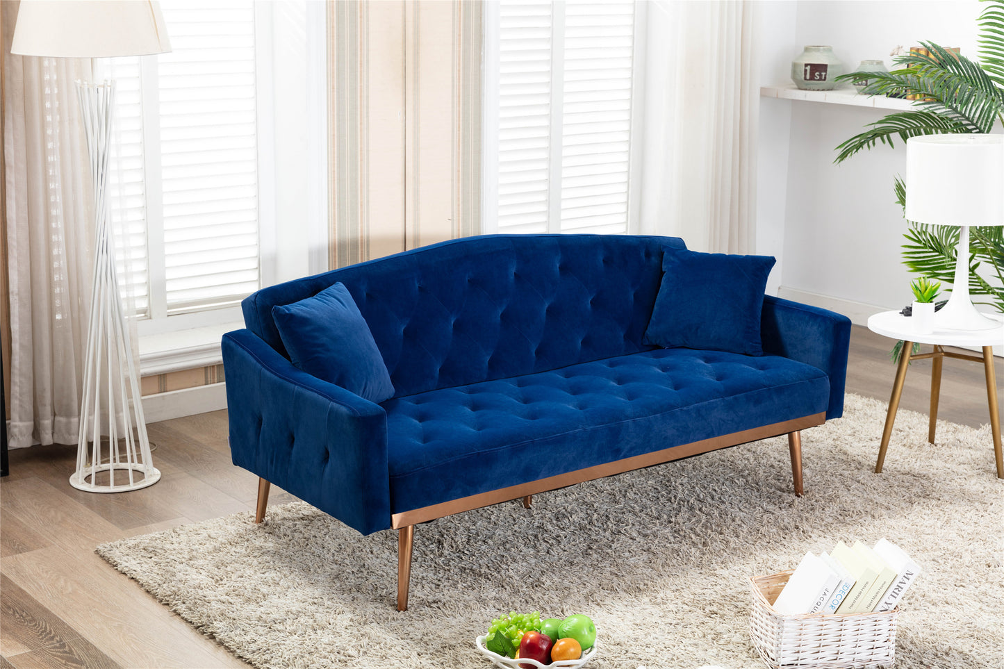 Coolmore Velvet Sofa: Accent Loveseat with Stainless Feet - Navy Velvet