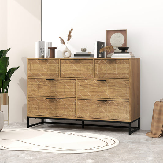 Modern 7 Drawer Dresser Wood Cabinet Spacious Storage Solution