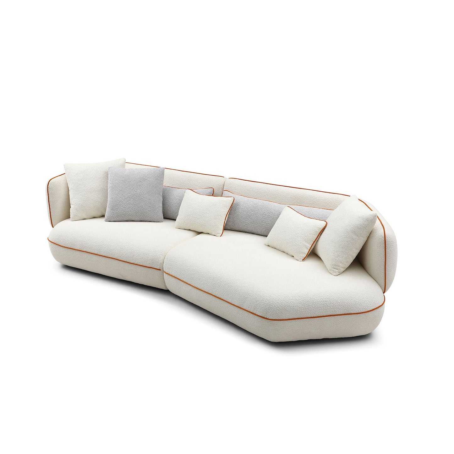 Stylish Section Sofa with Ingenious Contrast Color Line Stitching Design - Curved Sofa for Modern Homes in Various Sizes