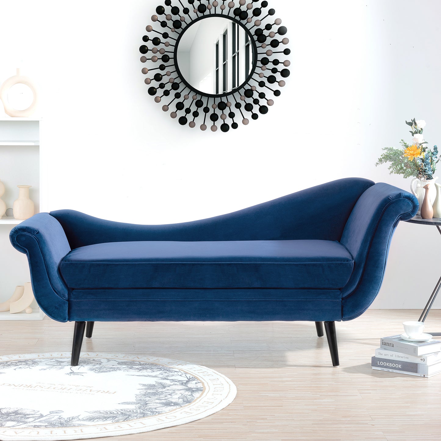 Chaise Lounge with Scroll Arm: Comfortable and Elegant Furniture for Relaxation - Available in Various Colors and Sizes