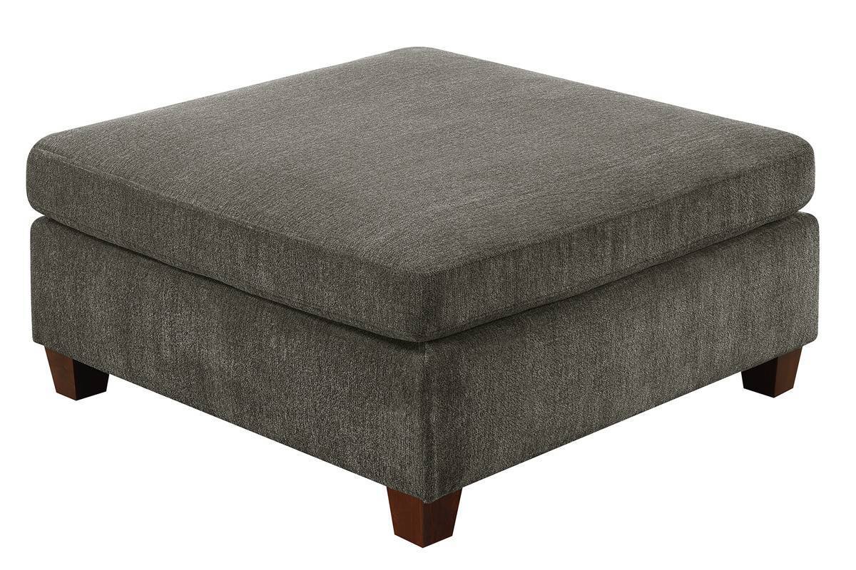 Grey Chenille Modular Sectional 6pc Set Corner L-Sectional Modern Couch 2x Corner Wedge 2x Armless Chairs and 2x Ottomans Plywood