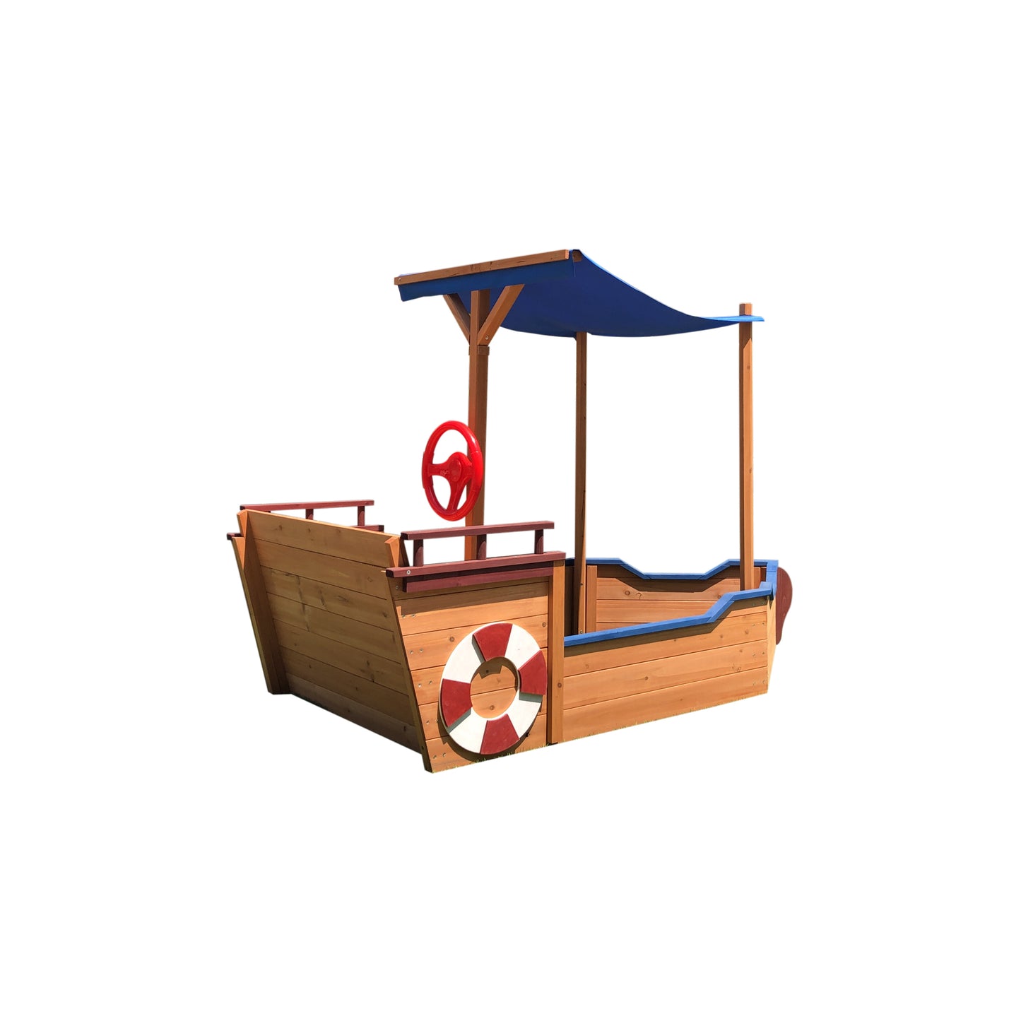 Outsunny Pirate Ship Sandbox: Wooden Sandbox with Storage Bench and Seat for Kids 3-8 Years Old, Outdoor Toy with Cover and Rudder - Colorful & Fun!