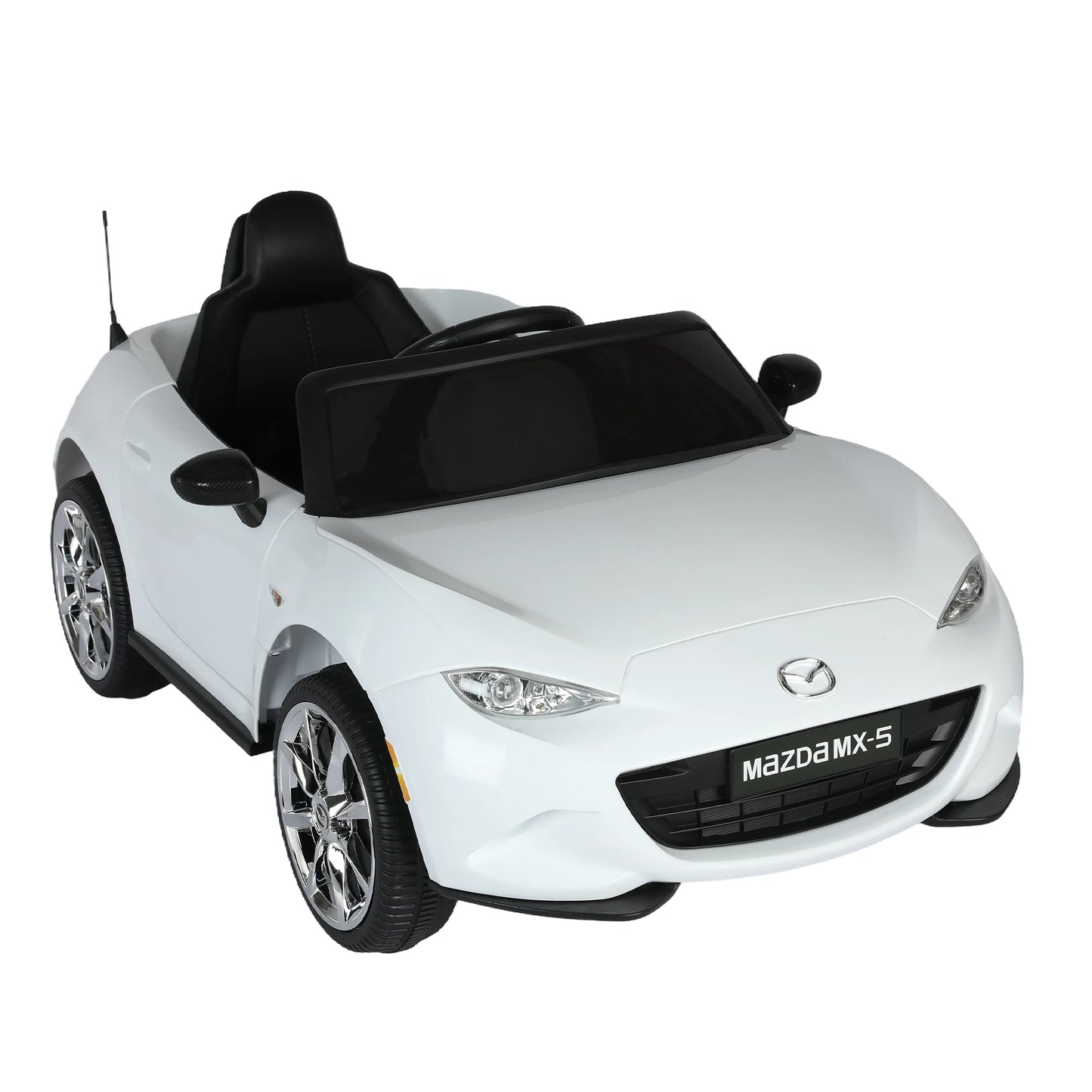 Licensed MAZDA MX-5 RF, 12V Kids Ride On Car - 2.4G Remote Control, Electric Car for Kids - 3 Speeds, Power Display, USB, MP3, Bluetooth - LED Light, Safety Belt - Blue/Red