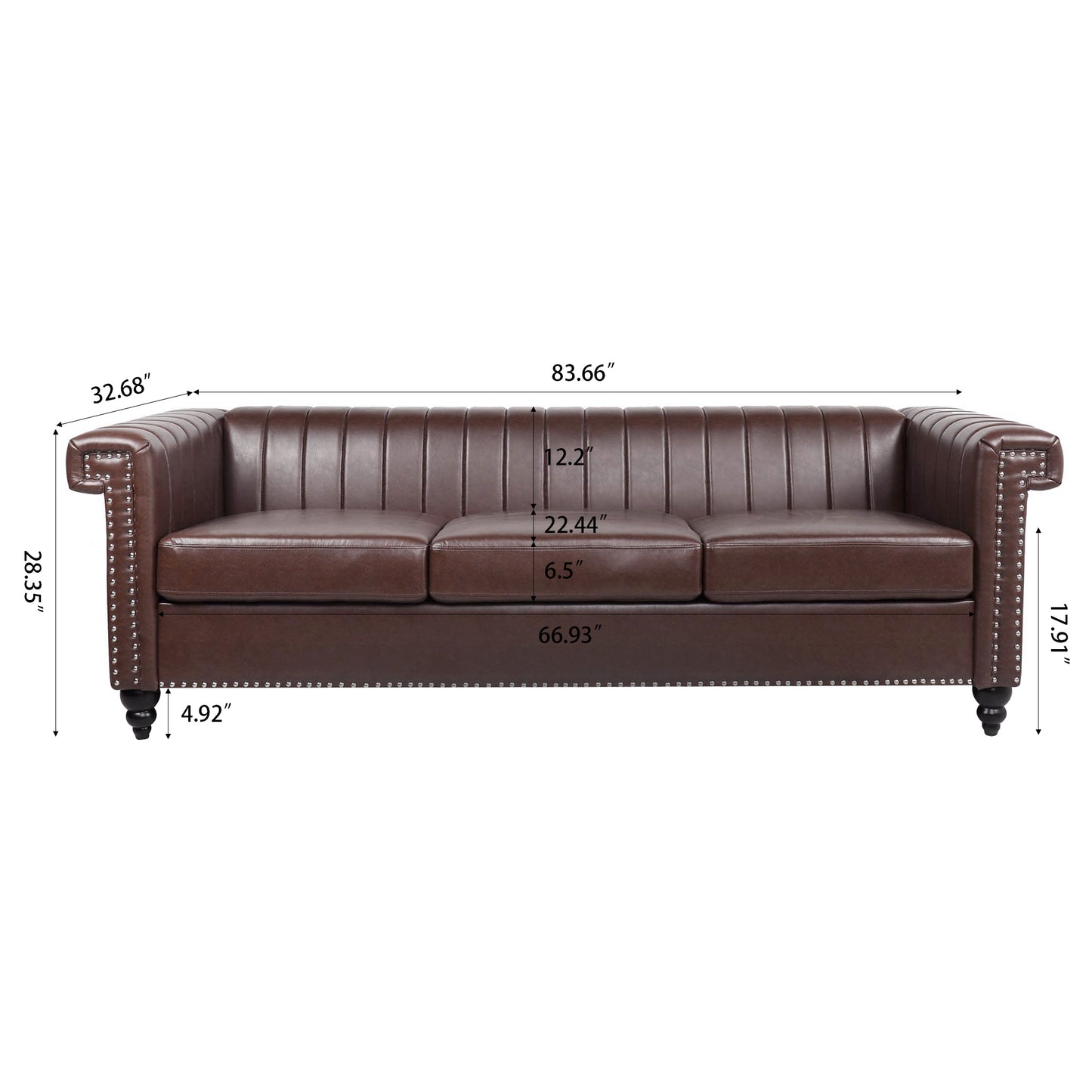 83.66" Traditional Square Arm Removable Cushion 3 Seater Sofa: Classic Style, Generous Width, Various Color Options