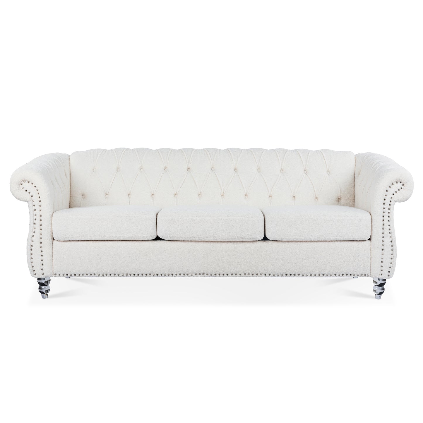 84.65" Rolled Arm Chesterfield 3 Seater Sofa - Classic Design, Plush Comfort, Multiple Color Options