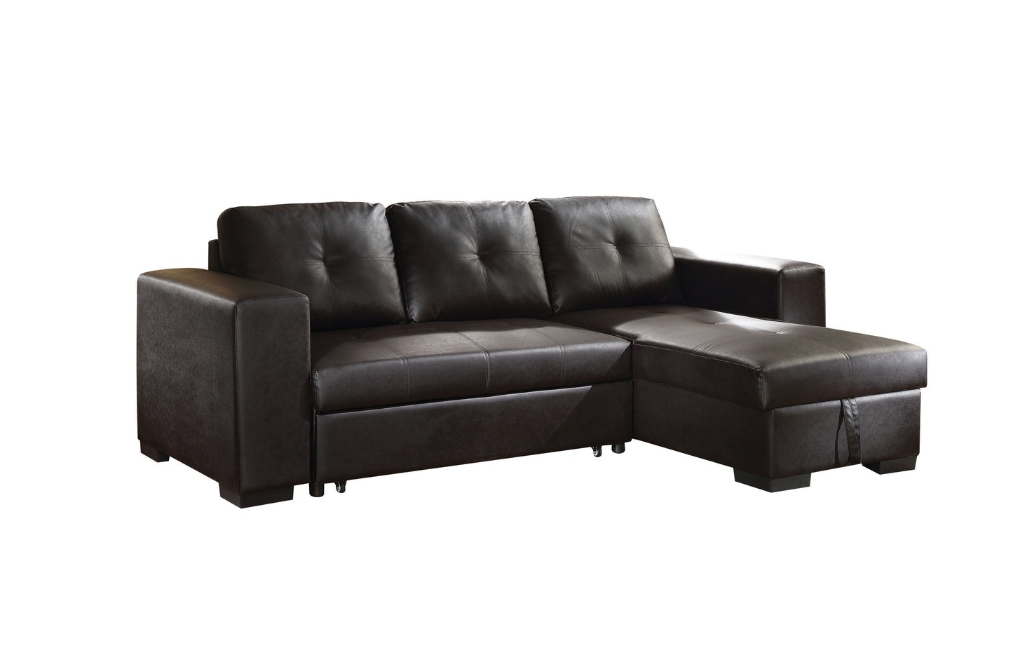 ACME Lloyd Sectional Sofa w/Sleeper: Black PU, Comfortable & Stylish Furniture for Your Living Space | 53345