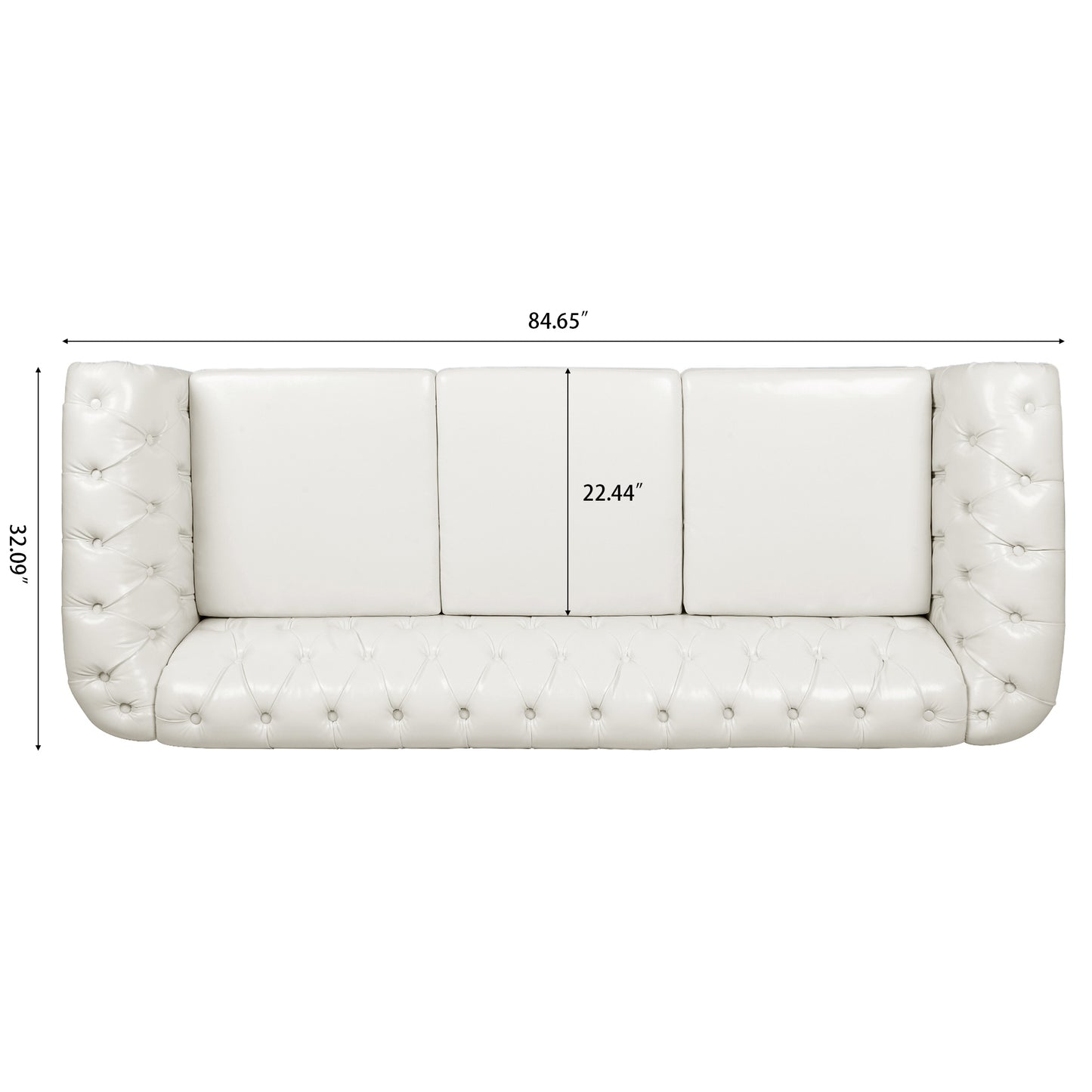 84.65" Rolled Arm Chesterfield 3 Seater Sofa: Classic Design, Generous Size, and Plush Comfort