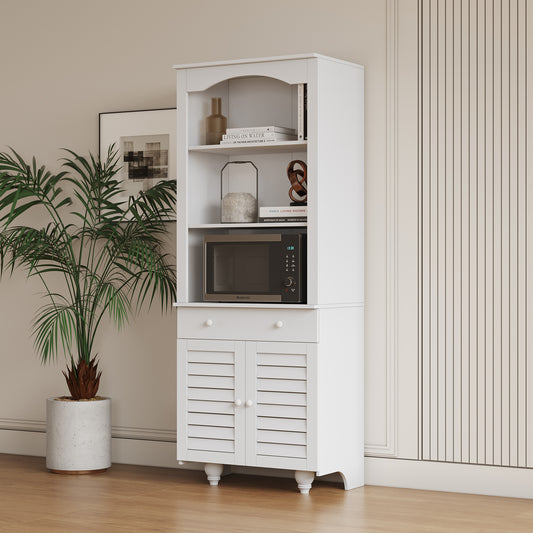 Freestanding Rustic Kitchen Buffet with Hutch, Pantry Storage Cabinet, Adjustable Shelf