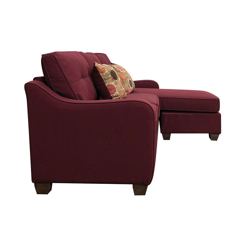 Cleavon II Sectional Sofa & Pillows in Red Linen - Comfortable Seating with Elegant Design - Ideal for Living Rooms, Lounges, and Offices - Includes 2 Matching Pillows - 53740