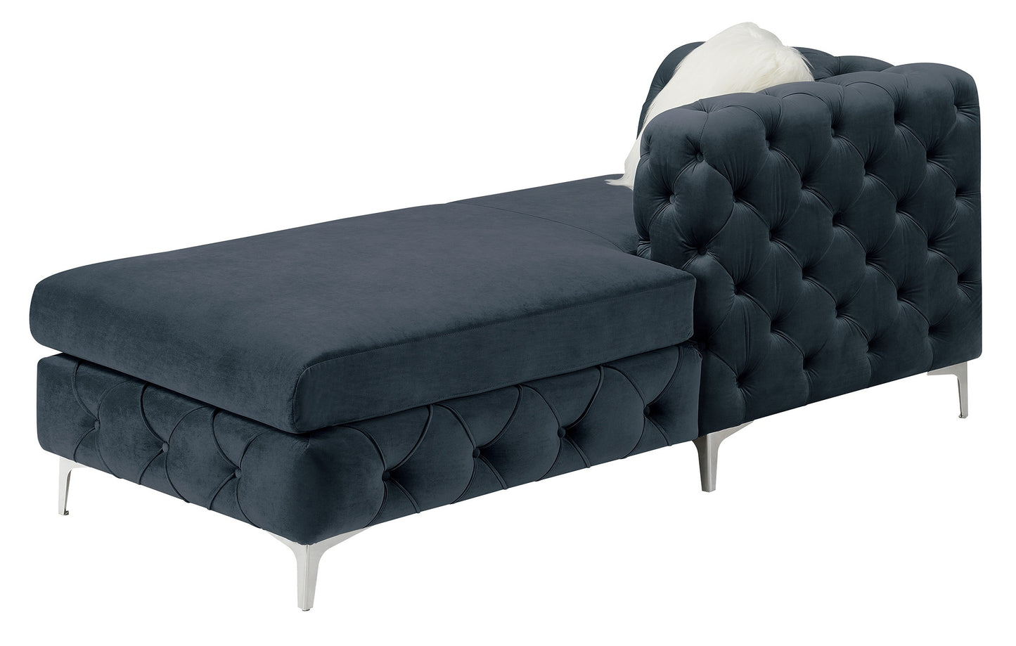 Gorgeous Living Room U-Sectional Black Velvet Tufted Cushion Couch with LAF and RAF Chaise and Armless Loveseat