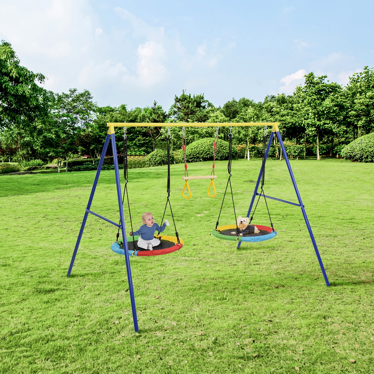 Outdoor Toddler Saucer Swing Set for Backyard, Playground Tree Swing Sets with Steel Frames, Disc Tree Swing Playset - Durable, Safe, and Fun Swing for Kids - Available in Various Sizes and Colors