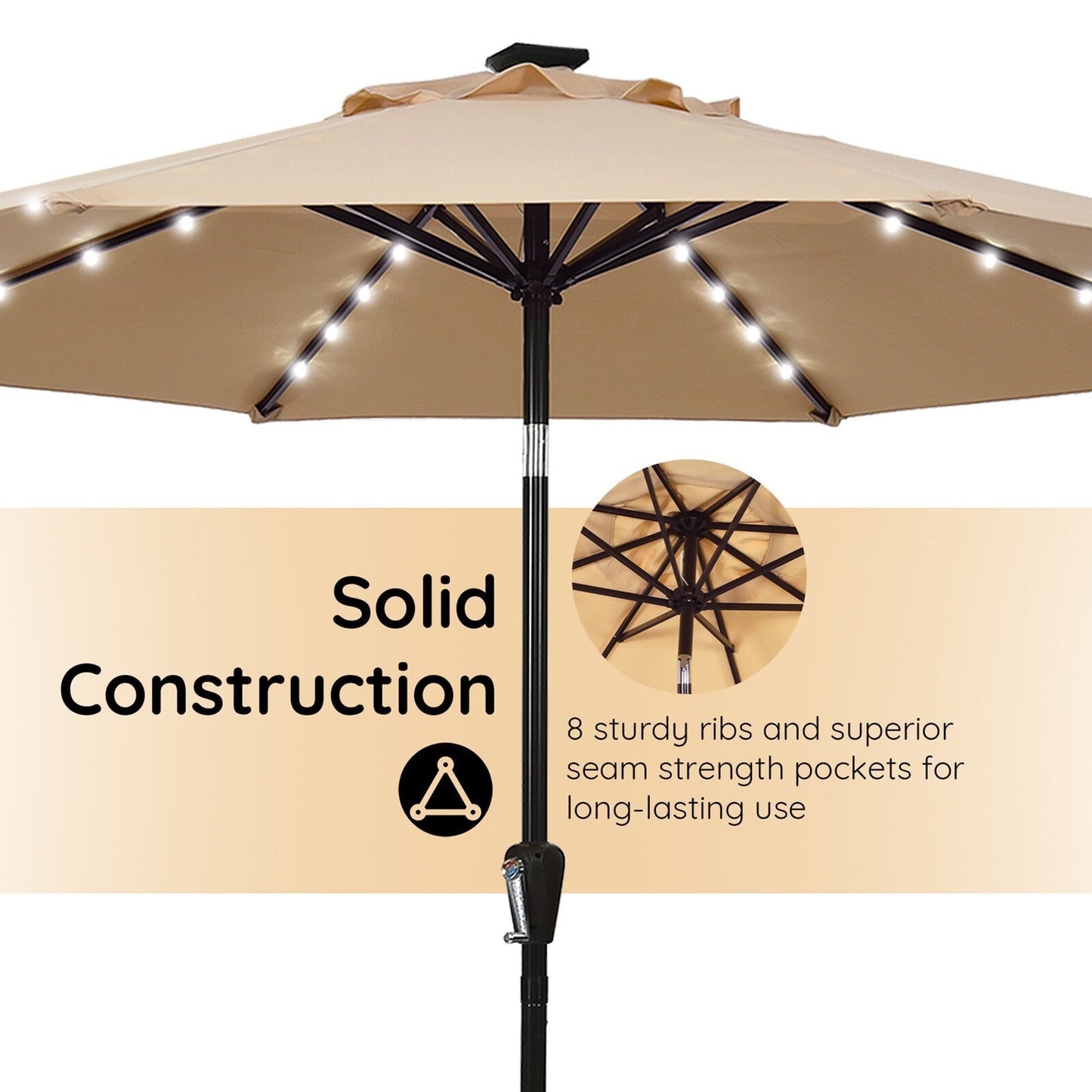 10ft Outdoor Patio Umbrella for Inground Pool Balcony Backyard, Khaki: Enhance Your Outdoor Space with this Stylish and Functional Umbrella