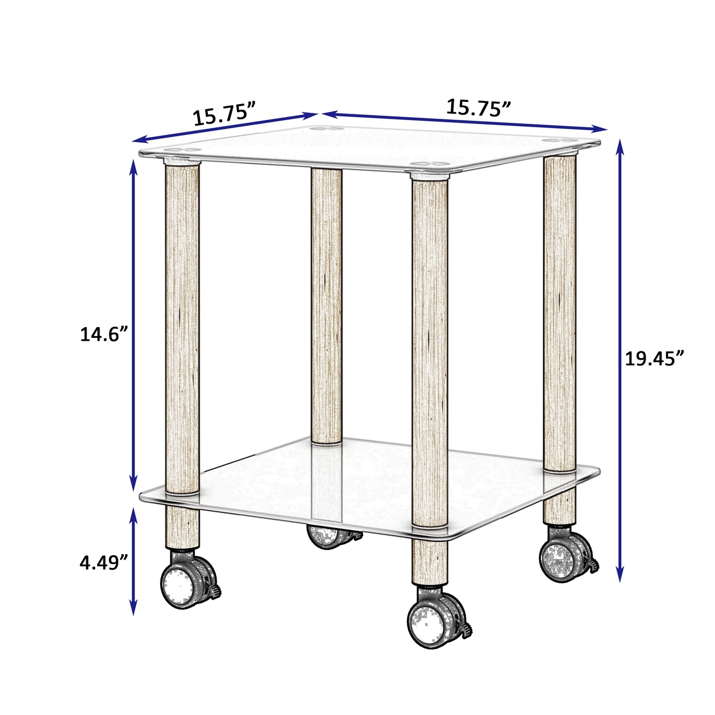 2-Piece White+Oak Side Table: Modern 2-Tier Space End Table with Storage Shelve for Sofa, Bedside or Living Room - Stylish, Sturdy Design (White+Oak, 2-Tier)