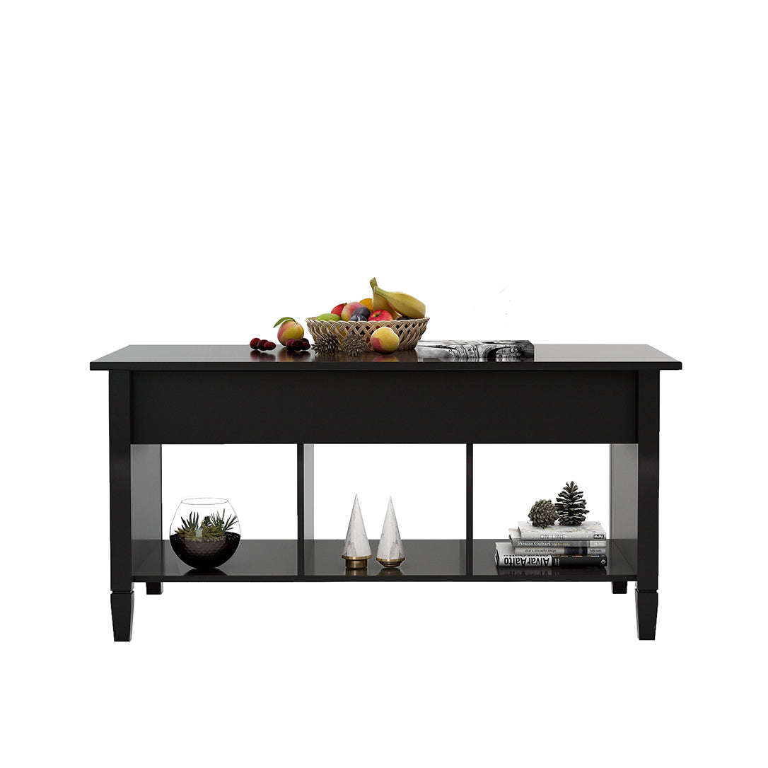 Lift Top Coffee Table - Black: Modern Design, Adjustable Height, Spacious Storage, Sturdy Construction, Elegant Finish