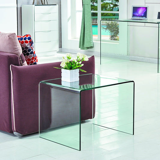 Tempered Transparent Glass End Table: Small Sofa Table with Sleek Design & Durable Construction