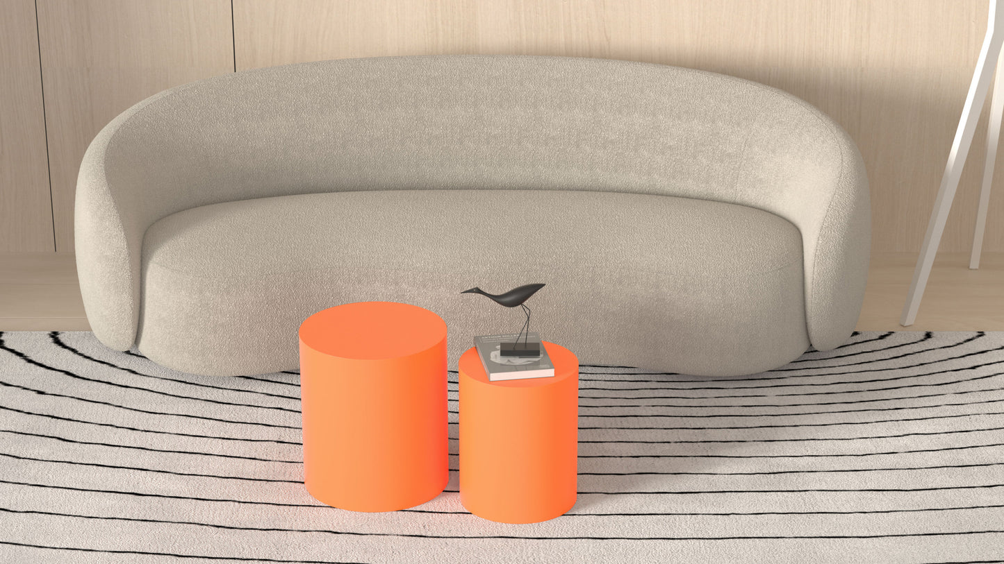 Upgrade MDF Nesting Table Set of 2: Multifunctional for Living Room, Small Space, Goods Display - Bright Orange