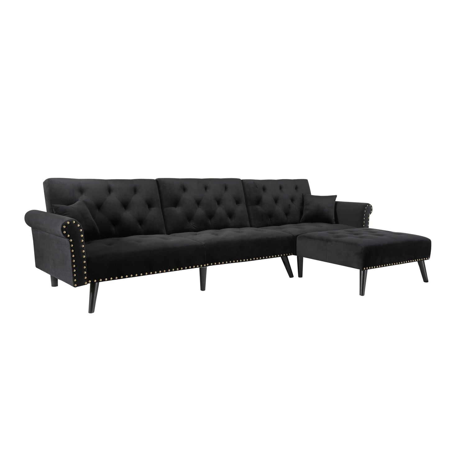 Convertible Sofa Bed Sleeper in Navy Black Velvet - Size Difference (W223S00869, W223S00706, W223S00457)