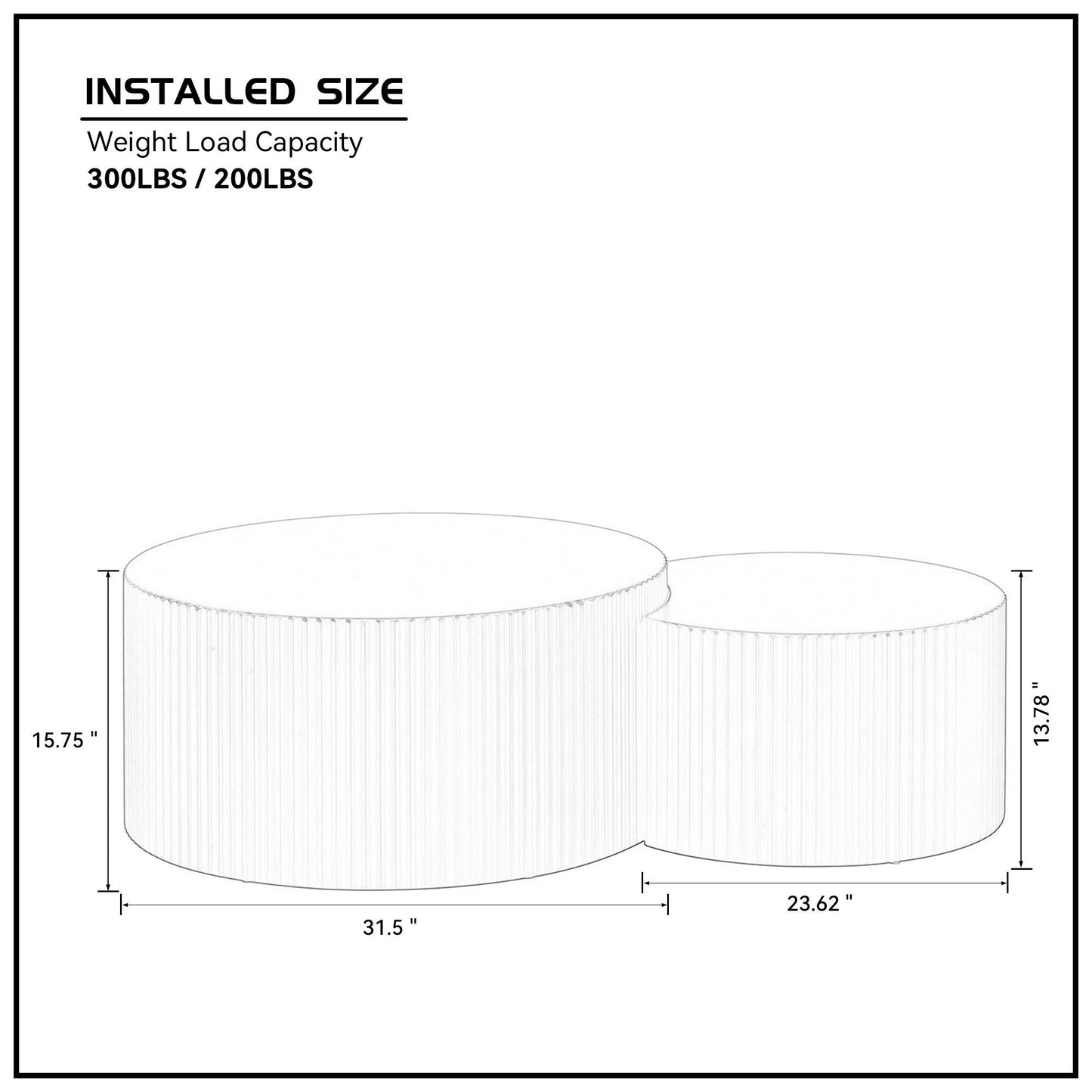 31.5" Nesting Table Set of 2: Round & Half Moon Shapes, No Assembly Needed, Bright Orange - Ideal for Living Room, Office, and Leisure Areas.