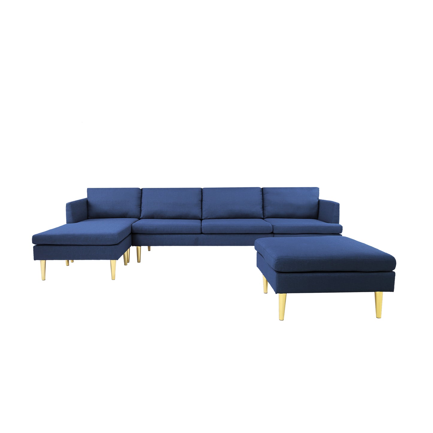 Modern Convertible Sectional Sofa Blue Polyester - Versatile and Stylish Furniture for Your Living Space