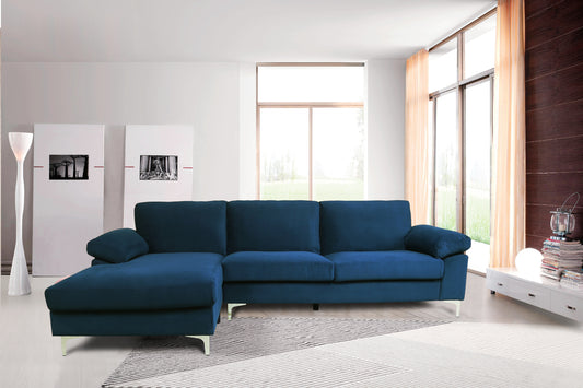 Sectional Sofa Navy Blue Velvet Left Hand Facing - Stylish and Comfortable Furniture for Your Living Room (W223S00027, W223S01055, W223S00286, W223S00024, W223S00286)