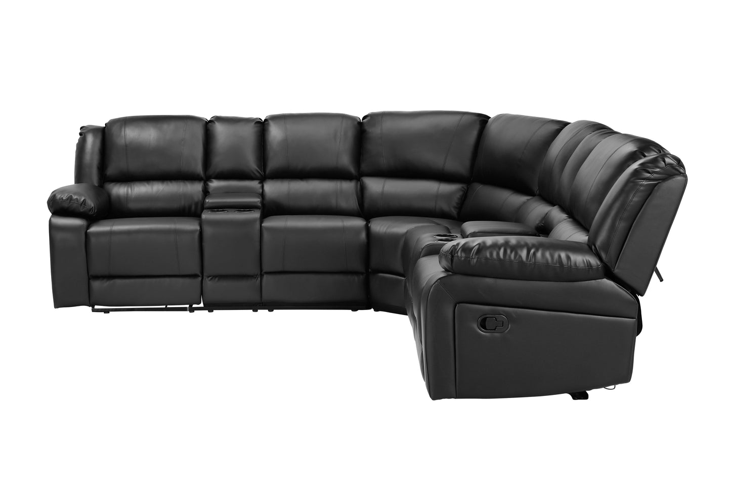 Motion Sofa Black - Reclining, Comfortable, and Stylish Seating Solution - Luxurious Faux Leather Upholstery - Generous Size for Ultimate Relaxation - W223S00028