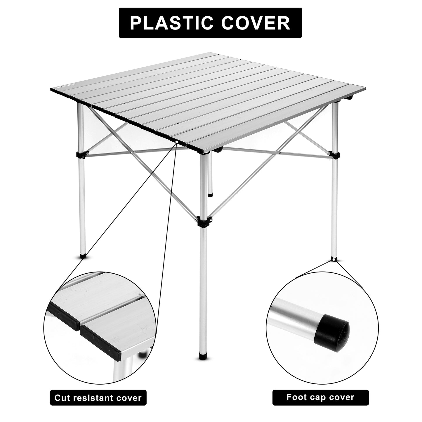 YSSOA Lightweight Folding Camping Table | Ultra-Compact Aluminum Table for Picnic, Beach, Travel | Carry Bag Included | White Color | 220 letters