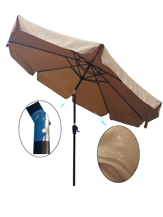 10 ft Patio Umbrella with Crank and Push Button Tilt - Outdoor Garden Umbrellas for Pool Shade - Market Round Shape - Ideal for Garden, Backyard, and Outside Use