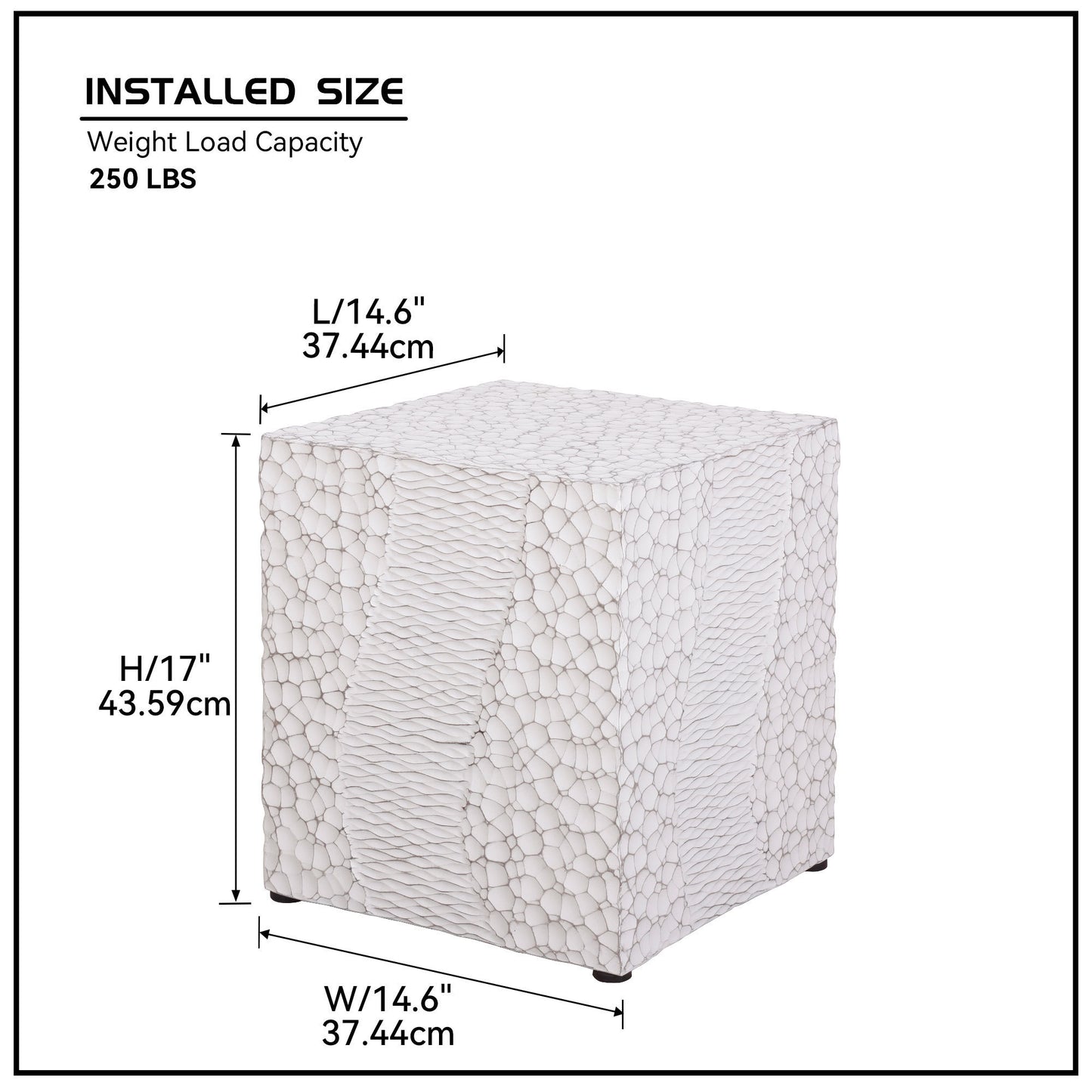 Outdoor Faux Wood Stump Side Table - Coffee/End/Accent Table Square White - Durable & Stylish Furniture Piece for Your Outdoor Space.