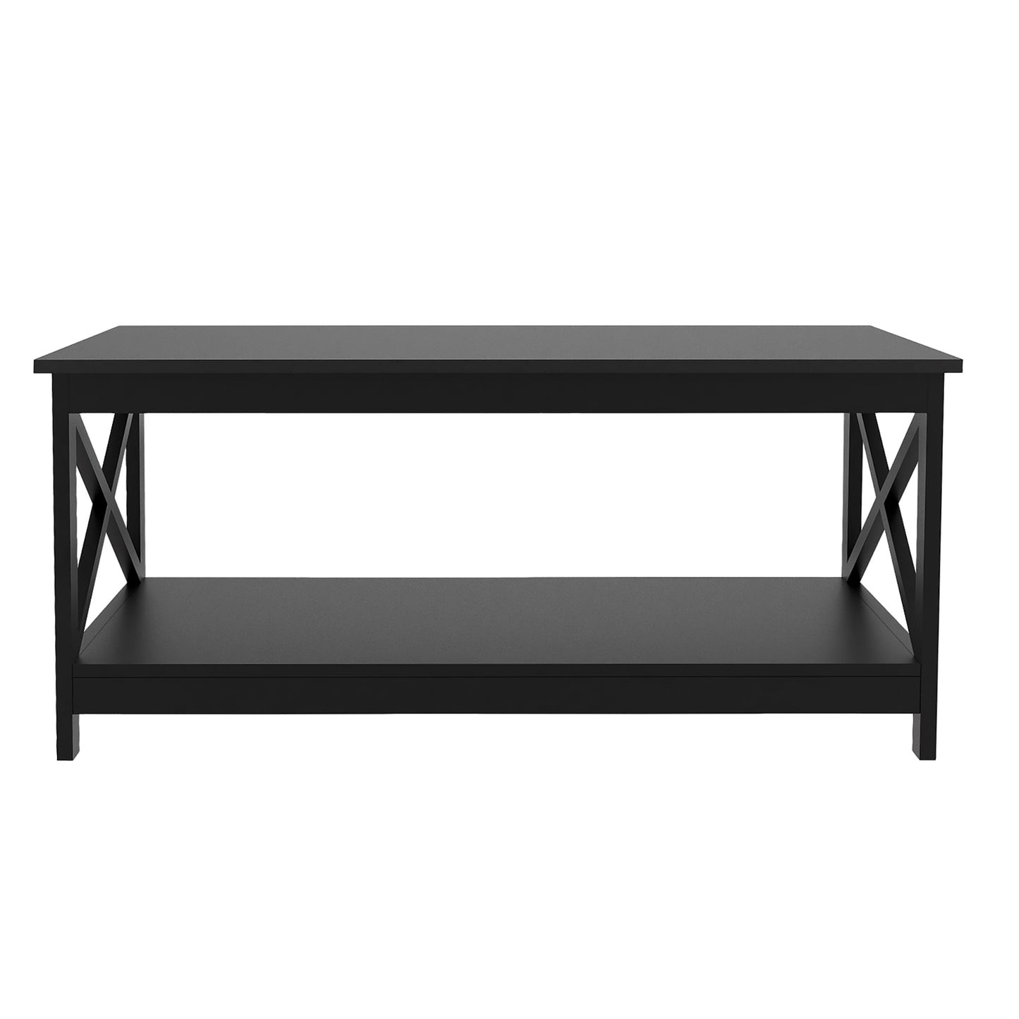 Coffee Table Oxford End Table-Black Color: Sleek and Modern Design, Perfect for Living Room Décor, 2-tier Storage, Sturdy Construction, 40x20x18 inches