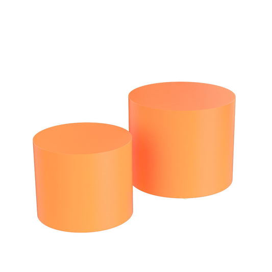 MDF Nesting Tables Set of 2: Vibrant Orange Round Side Table - Stylish Furniture for Modern Spaces