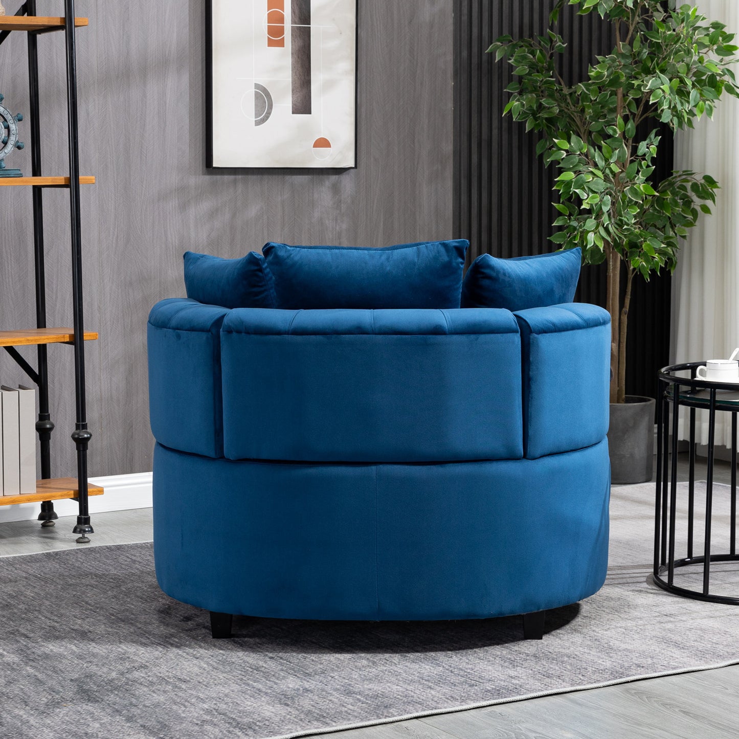 Classical Barrel Chair for Living Room: Modern Leisure Sofa Chair (Blue)