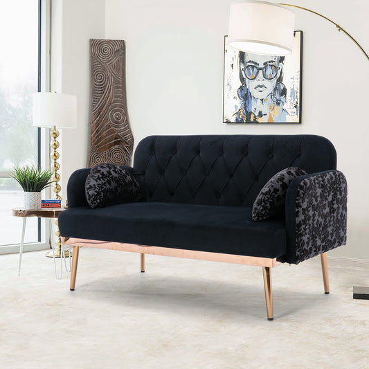 COOLMORE Velvet Sofa: Metal Feet Accent Loveseat Sofa