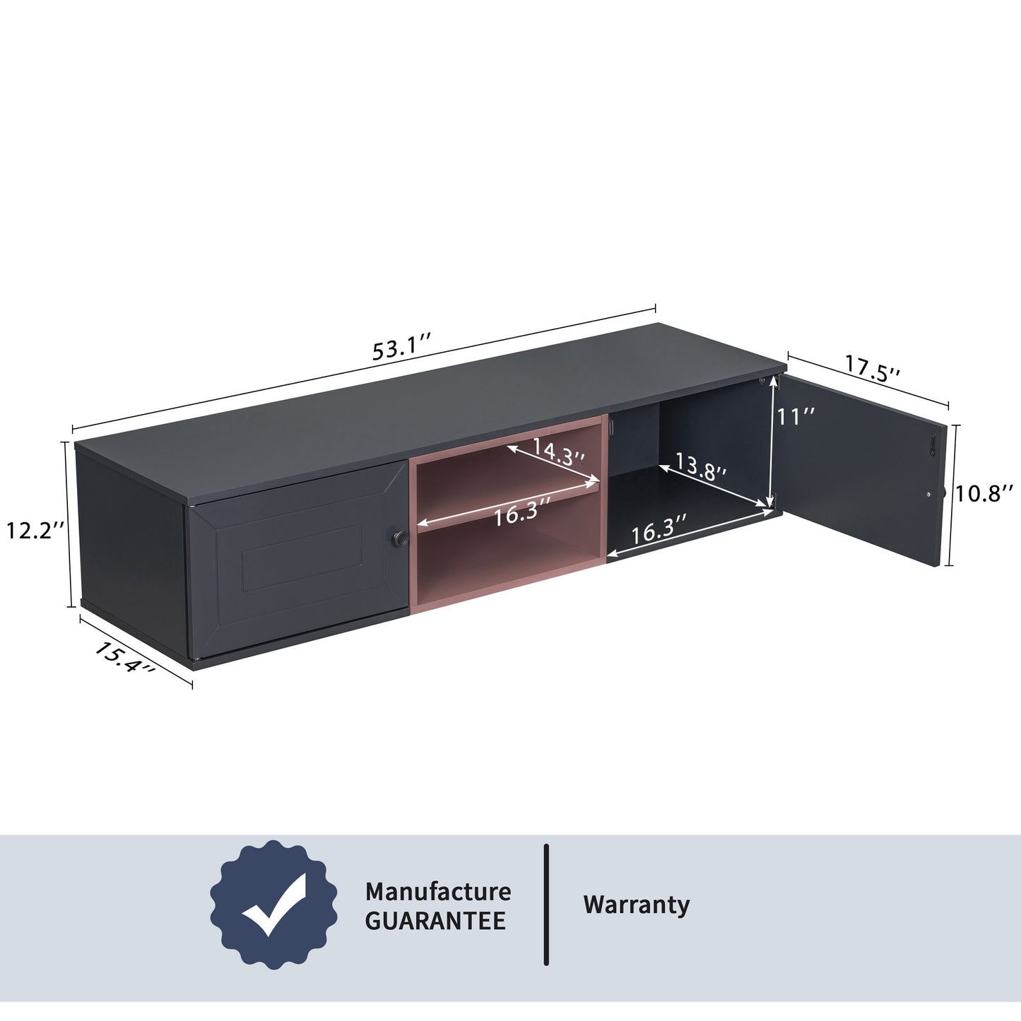 Wall Mounted 60" Floating TV Stand with Ample Storage, Adjustable Shelves, Magnetic Cabinet Door, Cable Management - Multiple Colors & Sizes