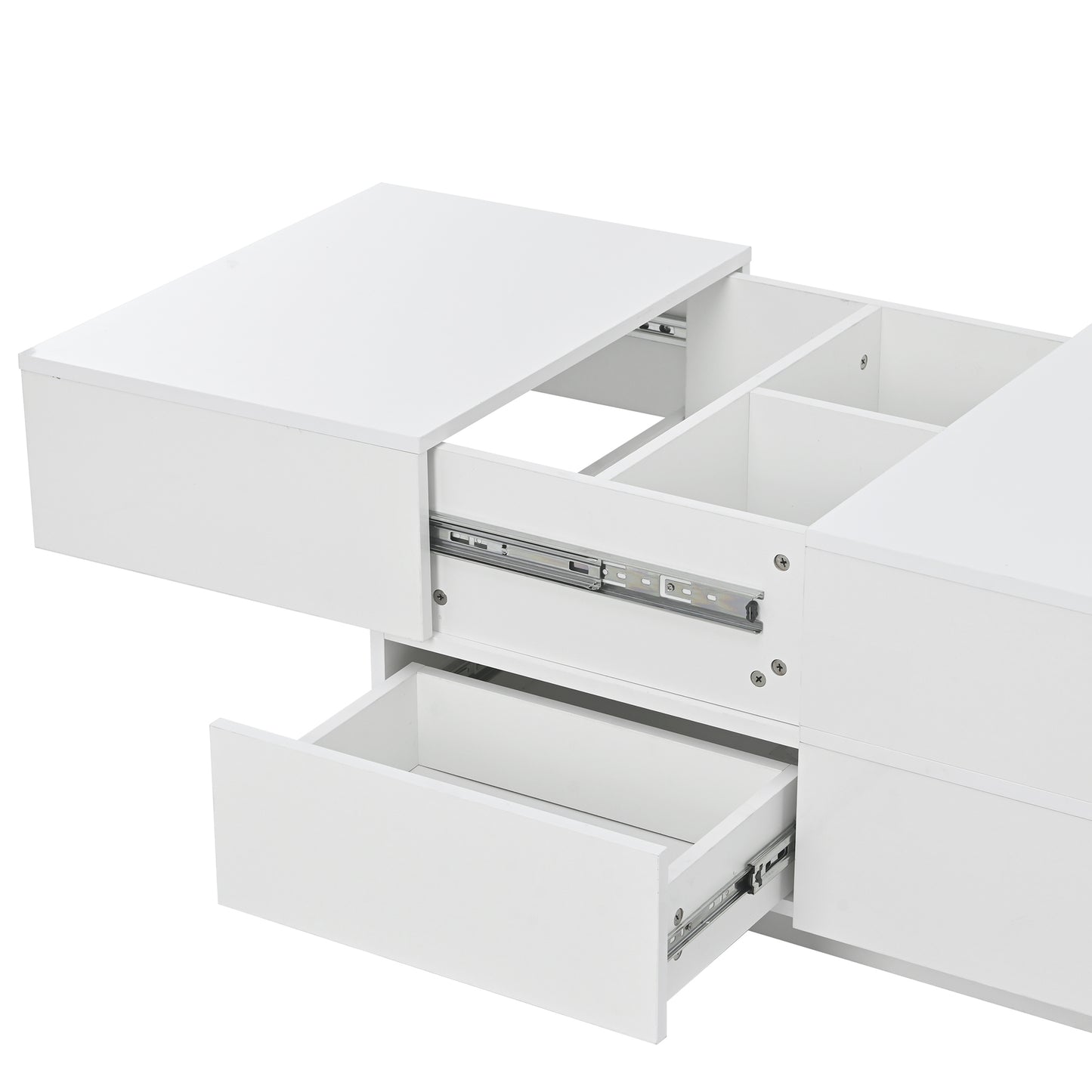 ON-TREND Extendable Coffee Table with 4 Drawers, Hidden Storage, UV High-gloss, Sliding Top - White, 35.4"x 23.6"