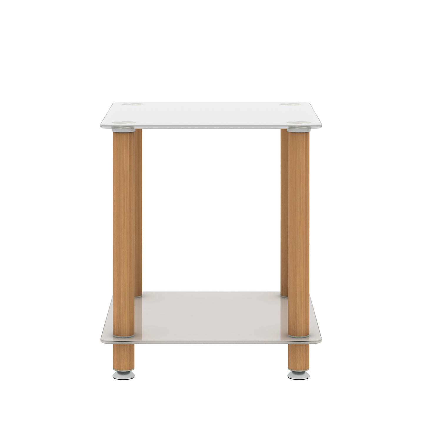 1-Piece White+Oak Side Table, 2-Tier Space End Table, Modern Night Stand | Sofa Table with Storage Shelf - Stylish, Functional, and Versatile Furniture for Living Room, Bedroom, or Office - Compact Size, Sleek Design, White and Oak Finish