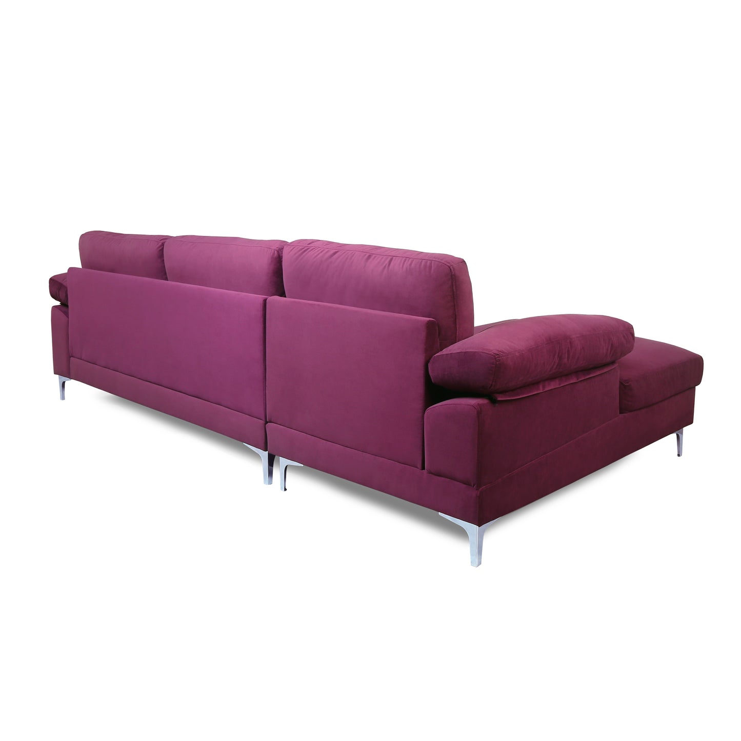 Sectional Sofa Purple Velvet Left Hand Facing - Modern Design, Plush Comfort, Large Size for Spacious Living Rooms