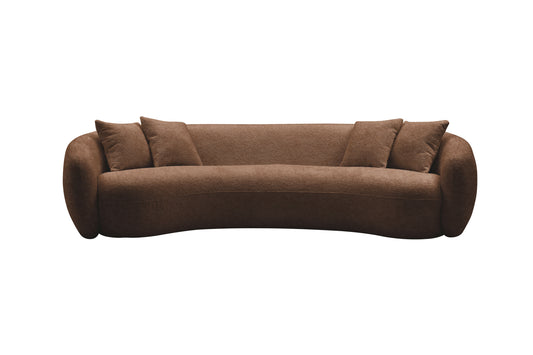 102'' 5-Seater Boucle Sofa: Modern Sectional Half Moon Leisure Couch in Teddy Fleece Brown