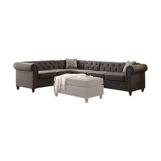 ACME Aurelia II Sectional Sofa: Charcoal Linen, Spacious and Stylish for Modern Living Rooms