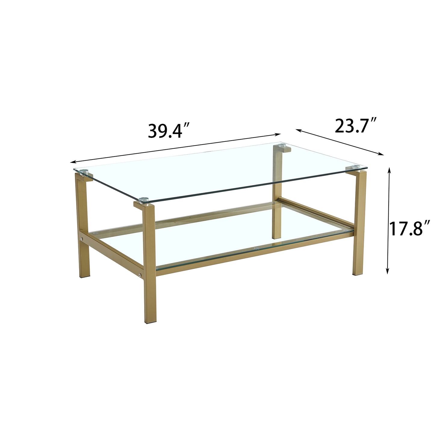 Clear Glass Coffee Table with Golden Leg - Stylish, Modern, and Spacious