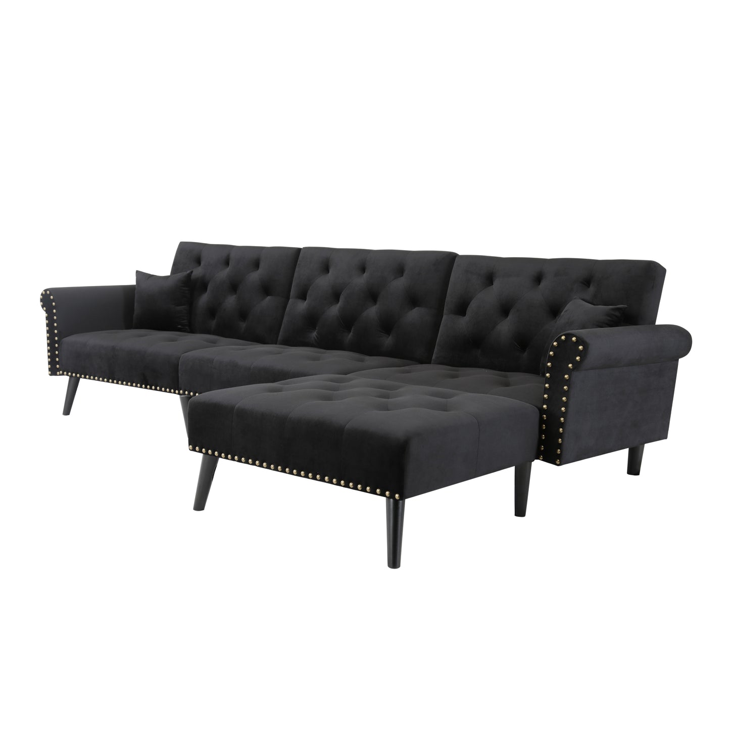 Convertible Sofa Bed Sleeper in Navy Black Velvet - Size Difference (W223S00869, W223S00706, W223S00457)