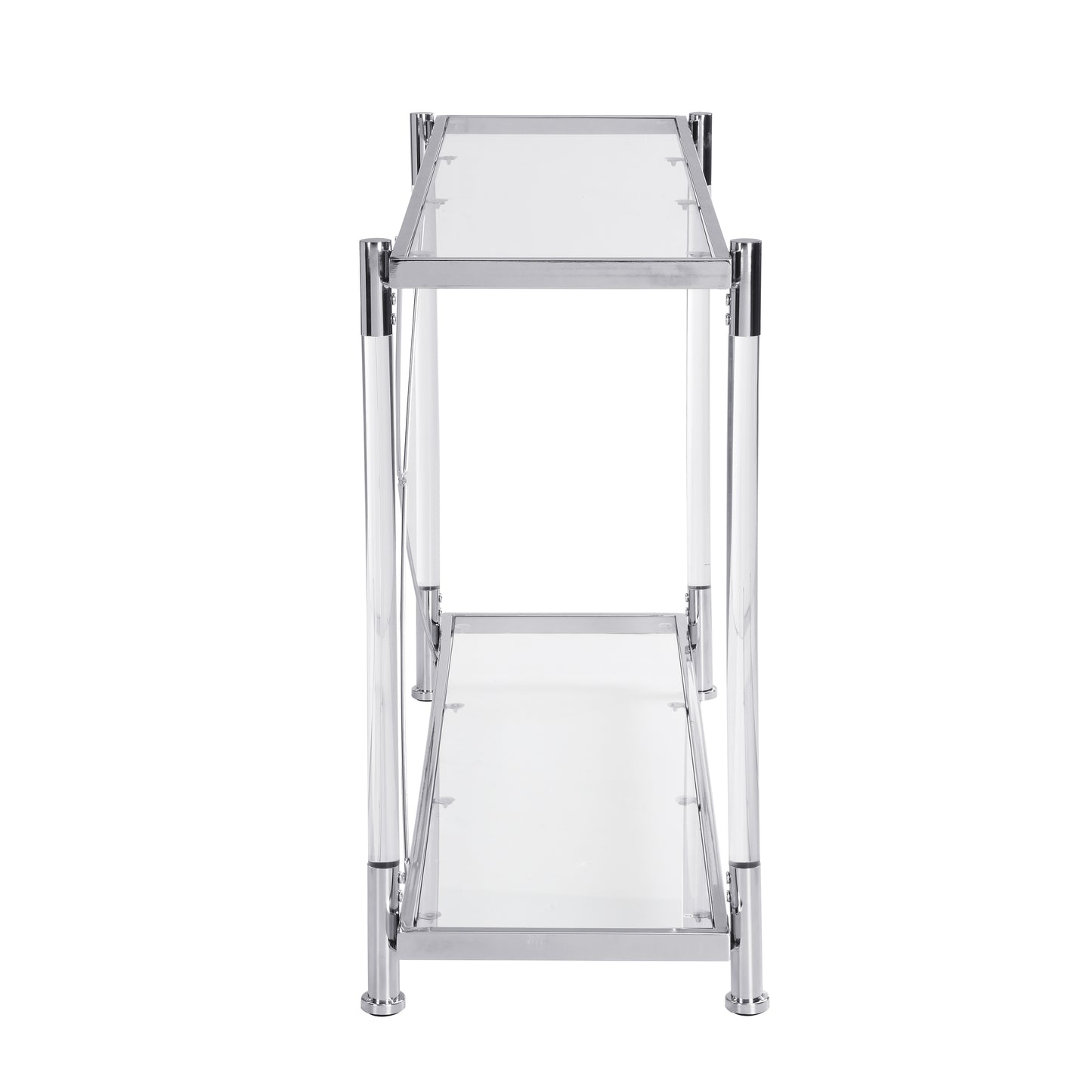 Acrylic Glass Side Table: Chrome Sofa Table, Console Table for Living Room & Bedroom - Sleek, Modern Design with Chrome Finish - Perfect for Any Space - Available in Multiple Colors and Sizes