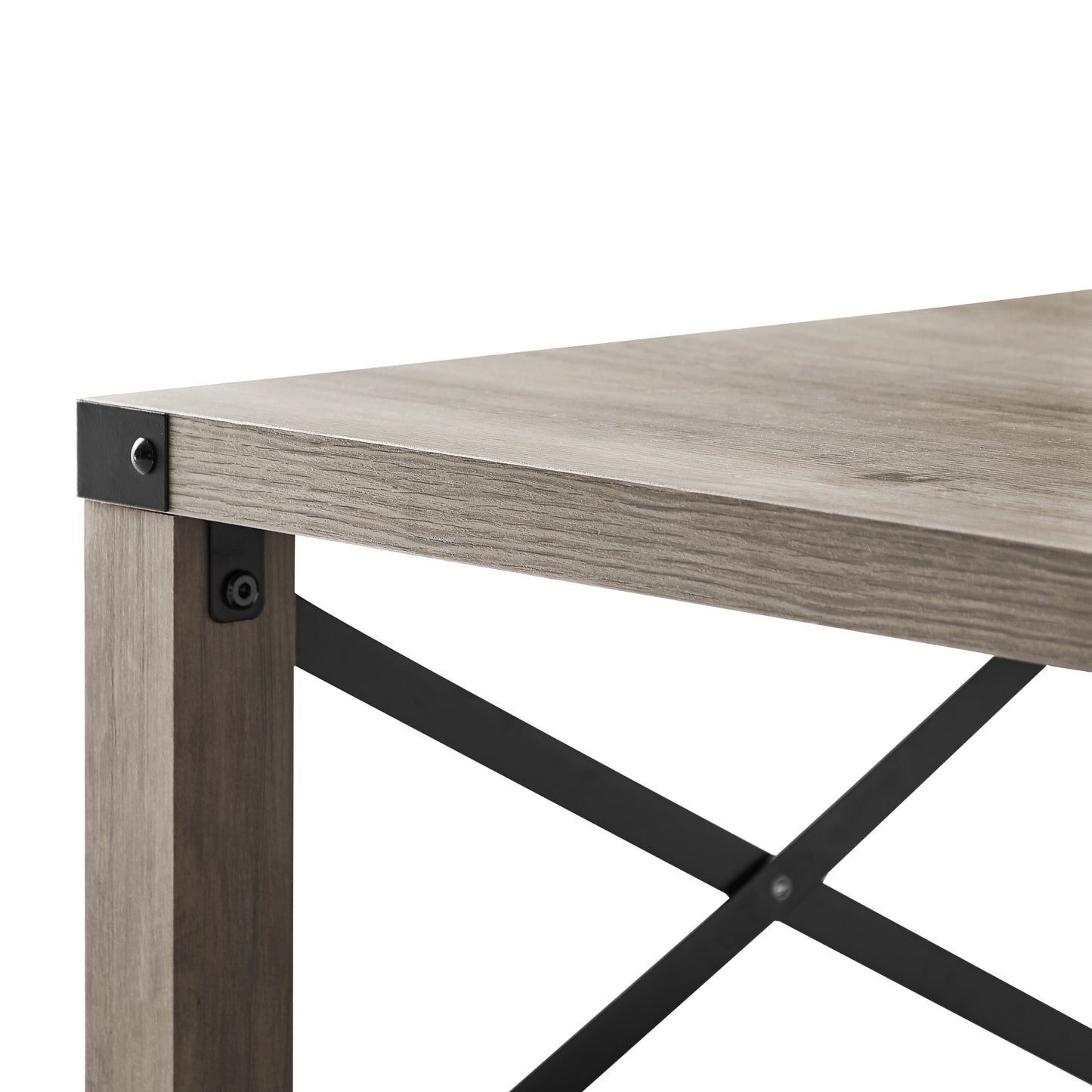 JHX 2-Tier Modern Farmhouse Coffee Table | Wood Rectangle Cocktail Table with Metal X-Frame | Gray, 40.94" w x 21.65" d x 17.91" h