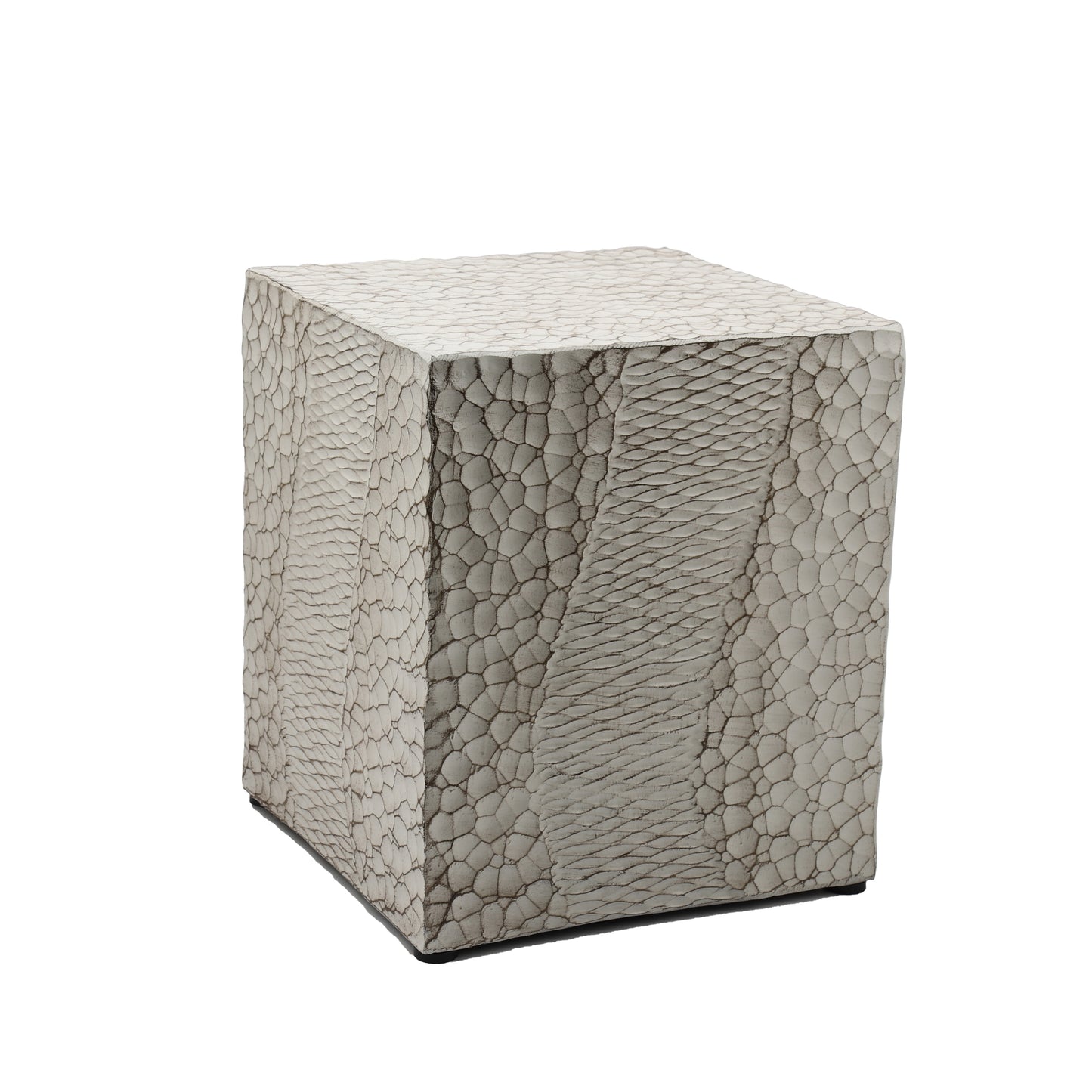 Outdoor Faux Wood Stump Side Table - Coffee/End/Accent Table Square White - Durable & Stylish Furniture Piece for Your Outdoor Space.