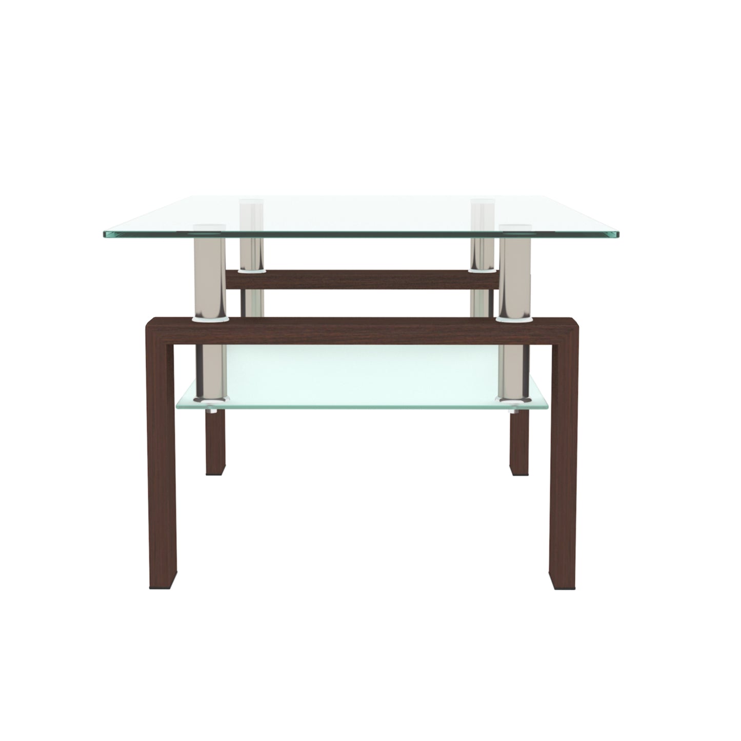 Rectangle Walnut Glass Coffee Table, Clear, Modern Side Center Tables for Living Room, Furniture - 220 Letters