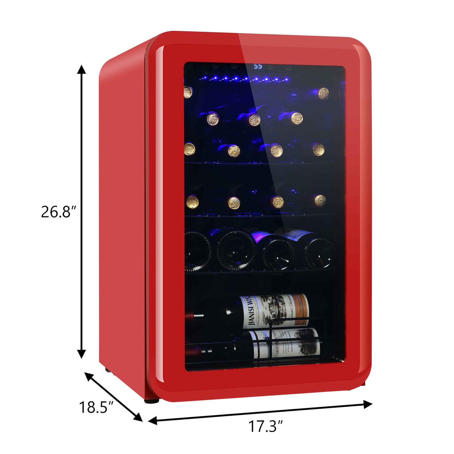 Wine Cooler Countertop Freestanding Cellar Compressor System Champagne Chiller Digital Temp Control UV-Protective Finish 24 Bottle