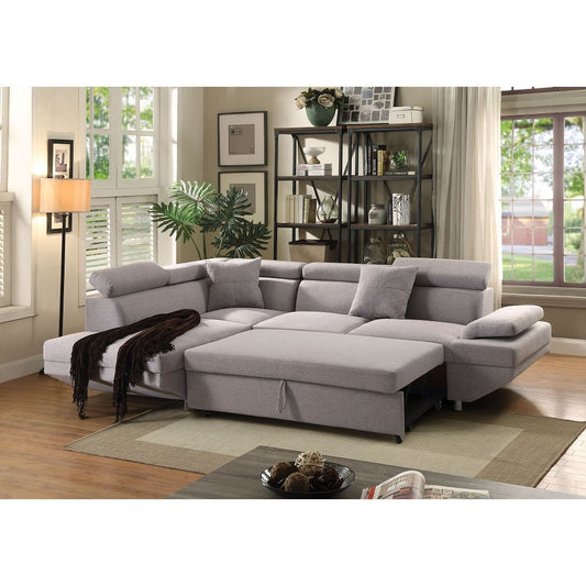 Jemima Sectional Sofa w/Sleeper in Gray Fabric - Comfortable and Stylish Furniture Choice for Your Living Space