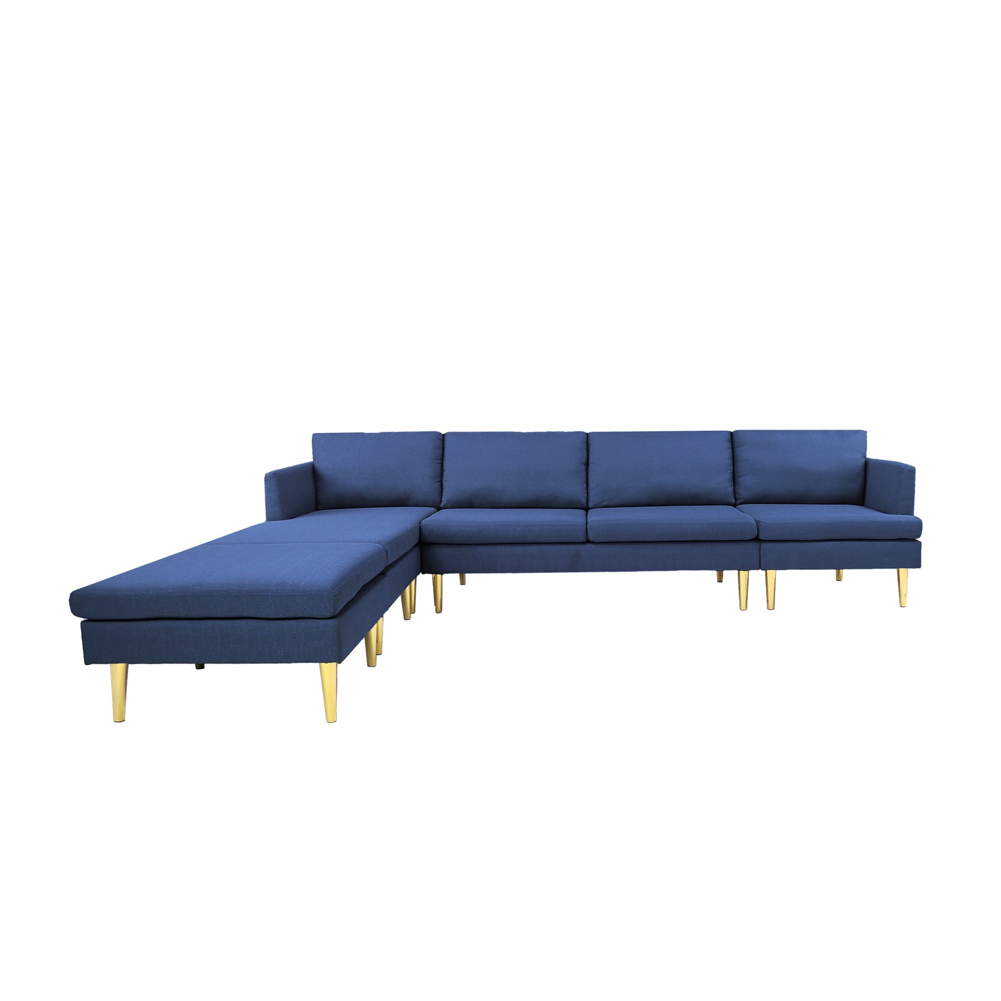 Modern Convertible Sectional Sofa Blue Polyester - Versatile and Stylish Furniture for Your Living Space